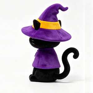 Peluche personnalisée de <span class=keywords><strong>chat</strong></span> sorcière pour Halloween, OEM ODM, adorable <span class=keywords><strong>chat</strong></span> <span class=keywords><strong>noir</strong></span> avec chapeau et cape de sorcière, animal en peluche pour décoration de fête - Product Image 5