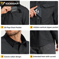 Chemise tactique IDOGEAR IS6 à manches longues, boutonnée, respirante, pour le travail, la randonnée et les voyages