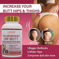 Capsules d'amélioration des hanches et des fesses en 3 jours avec collagène pour raffermir - Compléments de beauté végétaliens et sans gluten (60 unités)