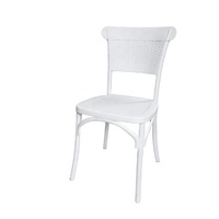 Chaise d'extérieur robuste avec dossier à motif tressé en plastique noir pour événements et halls d'accueil