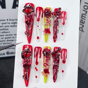 Nueva moda cubierta completa <span class=keywords><strong>uñas</strong></span> extra <span class=keywords><strong>largas</strong></span> hecho a mano acrílico Prensa en <span class=keywords><strong>uñas</strong></span> conjunto con pegamento XXXL <span class=keywords><strong>uñas</strong></span> postizas - Product Image 2