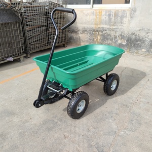 भारी शुल्क स्टील 4 पहिया लॉन यार्ड उपयोगिता व्हीलबैरो कार्ट वैगन गार्डन ट्रॉली - Product Image 3