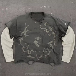 Streetwear T-Shirt en détresse Logo personnalisé surdimensionné 100% coton t-shirt hommes avec petit Edage toutes les chemise de haute qualité t-shirt - Product Image 6