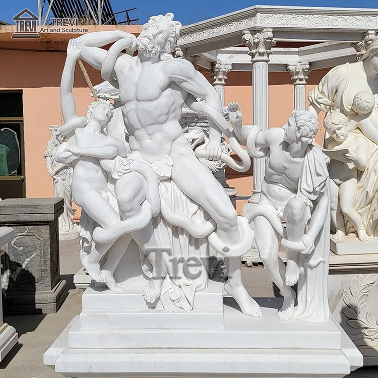 Знаменитая фигурка греческого человека, Белая Мраморная обнаженная статуя лаоенота, сражающаяся со змеей, на продажу