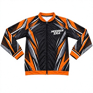 Chaqueta deportiva personalizada sublimada en naranja vibrante y negro con cremallera completa, ropa deportiva premium, fabricación al por mayor directamente de fábrica. - Product Image 1