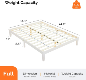 Cadre de <span class=keywords><strong>lit</strong></span> pleine grandeur en pin massif, plateforme de <span class=keywords><strong>lit</strong></span> de style mid-century avec rangement de 12 pouces, <span class=keywords><strong>hauteur</strong></span> réglable, pour enfants et adultes, style bohème, sans sommier - Product Image 2
