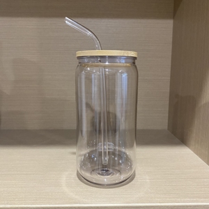 Nuevo Vaso de Plástico Transparente Irrompible de 16oz para Cerveza, Café, con Tapa de Bambú y Pajita, para Niños, Escolar, Tritán, en Stock - Product Image 3