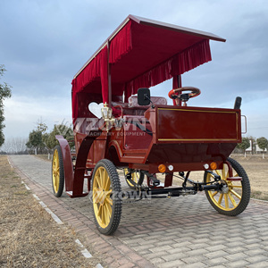 Vintage Electric Royal Carriage 4-<b>Wheel</b> Red Velvet European Style Wedding Sightseeing Vehicle - Product Image 6