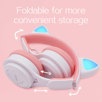Audífonos Inalámbricos BT con Orejas de Gato, Luz LED, Música Estéreo, para Niñas, Regalo, Fabricación China OEM