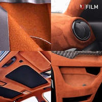 Film de protection intérieur de voiture en velours suédé auto-adhésif de haute qualité 1,52*15m orange pour changement de couleur de carrosserie complète