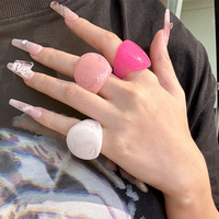 Bague pour femme de style européen et américain, mode, géométrique, exagérée, en acrylique coloré