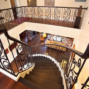 Rampe d'escalier en fer forgé courbé Tanlong avec décorations en <span class=keywords><strong>bois</strong></span>, installation facile, en <span class=keywords><strong>métal</strong></span> et <span class=keywords><strong>bois</strong></span> - Product Image 6