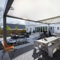 Moderne Classique 3x4m Elégant LED Pergola Gazebo Noir Aluminium Imperméable PVC Mur Terrasse Verre Mirador Pavillon Métal Nature