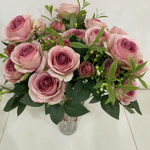 DREA barato buena calidad 10 cabezas <span class=keywords><strong>Sophie</strong></span> <span class=keywords><strong>Rose</strong></span> ramo leche blanca flor artificial rosa para boda - Product Image 4