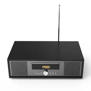 Manufacturer Price BT 5.0 AUX Dual USB input Charging Wooden Stereo Speaker System DAB FM digital Radio CD Player