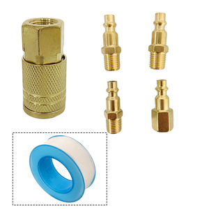 Kit de raccords et de bouchons universels pour air comprimé 1/4" NPT, comprenant 4 connecteurs mâles et 1 connecteur femelle et ruban d'étanchéité, pour les connexions de tuyaux d'air - Product Image 5