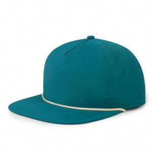 Factory Custom Rope <b>Hat</b> 5 Panel Snapback Cap <b>Flat</b> Brim Baseball Cap Custom <b>Flat</b> Snapback Cap - Product Image 3