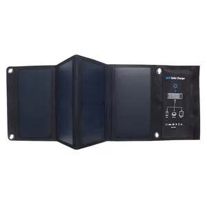 Panel surya 28w portabel Sunpower Harga terbaik lipat berkemah 28w Usb ganda pengisi daya 5v untuk pengisian ponsel pintar