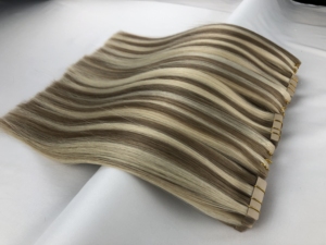 Extensions de cheveux Remy de haute qualité, double trame, cuticules alignées, couleur marron, par Ruikang Injection Tape - Product Image 2
