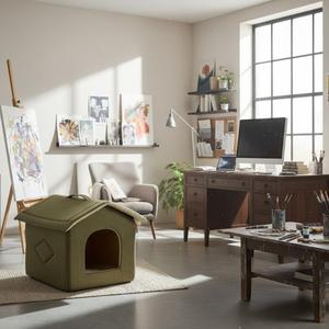 Casa para Mascotas, Cama para Perros, Interior, Pequeña, Mediana, Grande, Azul, Techo Inclinado, Portátil, para Cachorros y Perros Pequeños - Product Image 6