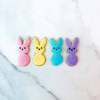 Patch en chenille Lapin de Pâques Pastel, Applique Lapin aux yeux ouvrants à paillettes dorées pour sweat à capuche, chapeau, vêtements de printemps pour enfants, DIY de Pâques