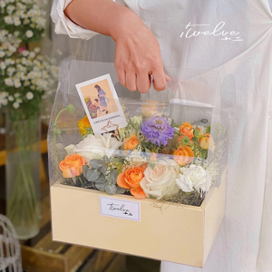 Newly Luxury Pink Clear Transparent Cake Box PVC Wedding Birthday Party Folding Gift Box With Handle
