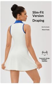 Vestido de <span class=keywords><strong>Tenis</strong></span> de Verano para <span class=keywords><strong>Mujer</strong></span>, Color Sólido, Cuello Solapa, Corte Ajustado, Falda para Correr, Transpirable, Secado Rápido, Vestido de Golf, Ropa de Yoga, Ropa Deportiva - Product Image 3