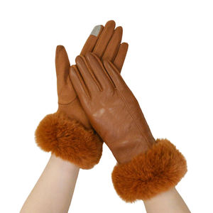 Gants d'hiver vintage pour femmes, en PU, avec revers en fourrure, pour temps froid, usage quotidien, décontracté, voyage, compatibles écran tactile, thermiques - Product Image 4
