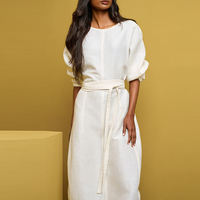 Robe décontractée mi-longue en lin pour femme nouvelle couleur unie tissée en automne Service personnalisé respirant et antistatique