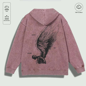 Sweat à capuche 100% coton lavé avec inscription graphique « Leave Me Alone Angel Wing Edgy », plusieurs couleurs - Product Image 3