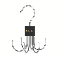 Astrid 14 CM Logo Personnalisé Noir Cube 6 Crochets Bois Acier Chromé Durable Moderne Réglable Rotatif Multifonctionnel Porte-Vêtements