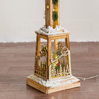 Lanterne de rue de Noël en bois haute, alimentée par USB, style nordique vieilli, effet neige, lumière LED, écologique, pour salon intérieur