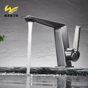 Hotel Engineering Gunmetal Gray All-Copper Single-Way Mixer <b>Faucet</b> Lifting Activation Hot/Cold Water <b>Basin</b> <b>Faucet</b> Ceramic Valve - Product Image 5