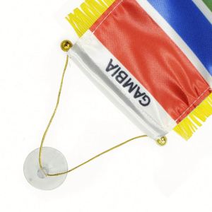 ธงซาตินกัมเบียแบบกำหนดเอง ธงติดรถยนต์ขนาดเล็ก พร้อมพู่สีเหลือง - Product Image 3