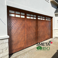 Porte de garage sectionnelle en aluminium sur mesure LONGTAI, aspect bois, avec serrure antivol et finition de surface imperméable