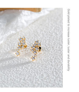 2024 lujo ODM cobre joyería moda 5A circón Latón chapado en oro Real FORMA DE Animal Mini pendientes de tuerca - Product Image 5