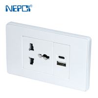 Module de prise de courant NEPCI 45x45mm XJY-QB-29 250V/10A universel 3 broches avec protection contre les surtensions et les risques incendie