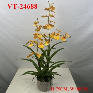 ¡Novedad de 2025! Cymbidiums artificiales de poliéster/maceta de orquídeas para graduación, Navidad, Año Nuevo, Día de San Valentín, Pascua, Halloween - Product Image 3