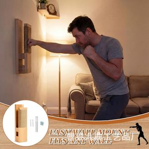 Tabla de entrenamiento de boxeo de madera maciza para montar en la pared con cuerda de cáñamo envuelta, equipo duradero de artes marciales para practicar. - Product Image 3