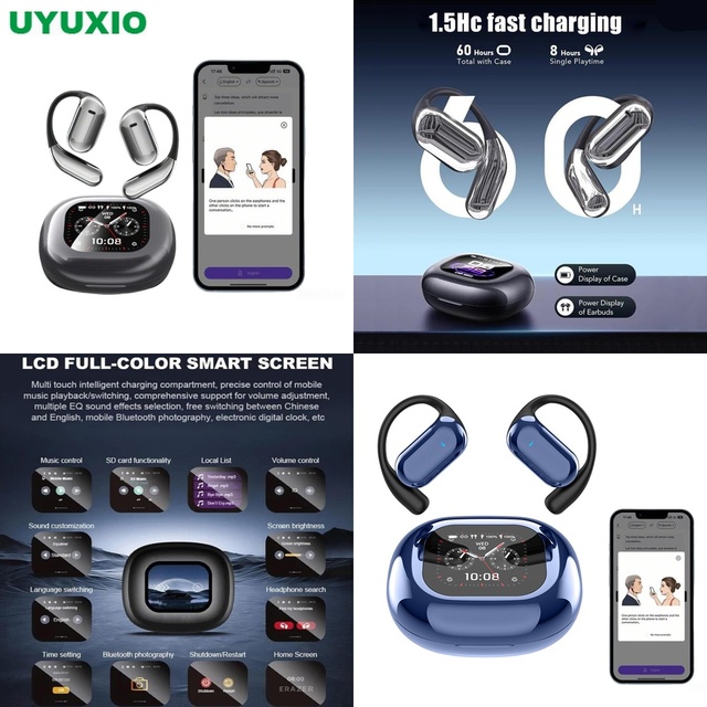 Premium AI Translator Earbuds 144 Languages Wireless Open Ear Headset Real Time Voice Interpreter for Clear Voice Output Use