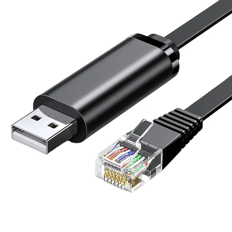 Kabel konsol USB ke RJ45 OEM, adaptor seri FT232 RS232 untuk Cisco Router 1.5m 3m USB RJ 45 8P8C konverter kabel konsol USB