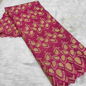 ผ้าลูกไม้สีส้มเข้มแบบละลายน้ำได้ ลาย <span class=keywords><strong>Aso</strong></span> Oke สำหรับชุดงานเลี้ยงของผู้หญิงชาวไนจีเรีย - Product Image 1