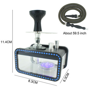 Bộ Shisha Acrylic Vuông Lớn 2023, Đầy Đủ Phụ Kiện, Đèn LED Nhiều Màu, Shisha Điện Tử Tùy Chỉnh - Product Image 6