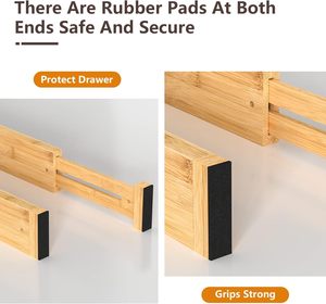 Divisores de Cajones Ajustables de Bambú, Organizadores Multiusos para Cajones del Hogar, Material Ecológico, Fácil de Ajustar para las Necesidades de Almacenamiento - Product Image 2