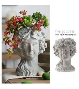 Florero de cara para decoración del hogar y jardín, macetero de <span class=keywords><strong>cabeza</strong></span> de Diosa <span class=keywords><strong>griega</strong></span>, artesanía, el más vendido - Product Image 1