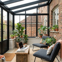 Solárium Moderno de Aluminio con Rotura de Puente Térmico, Doble Acristalamiento, Vidrio Low-E, Casa de Cristal Aislada para Patio, Terraza o Villa