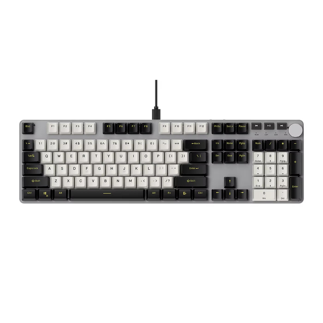 Wholesale 107 Keys Mechanical Keyboard with Knob Rainbow Backlit Red Switch Anti-Ghosting PC Computer Wired Gaming Keyboard