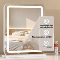Miroir de maquillage éclairé par LED avec lumière de remplissage HD intelligente, miroir de bureau portable, cadre en métal