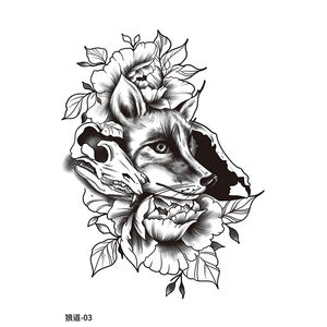 Tatuajes Temporales Semipermanentes <span class=keywords><strong>de</strong></span> <span class=keywords><strong>Lobo</strong></span> y Zorro, Personalizados y al por Mayor, Adhesivos <span class=keywords><strong>de</strong></span> <span class=keywords><strong>Tatuaje</strong></span> Corporal <span class=keywords><strong>de</strong></span> Hierbas <span class=keywords><strong>de</strong></span> <span class=keywords><strong>Lobo</strong></span> para Hombres - Product Image 2