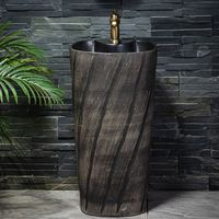 Évier sur pied en céramique de style moderne Lavabo extérieur monotrou sur pied pour cour balcon hôtel Égouttoir intégré